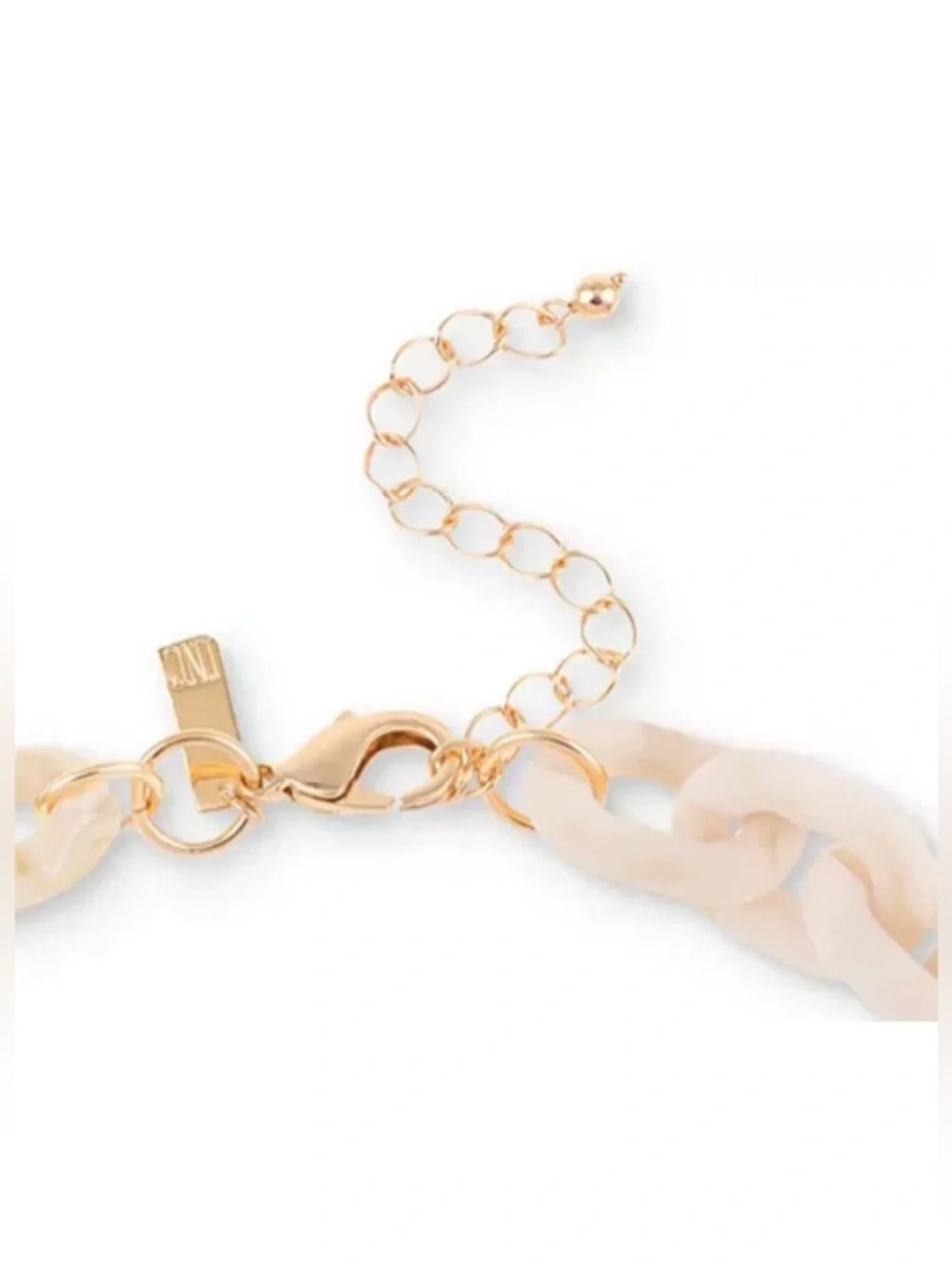NWT INC Gold-Tone Large Color Link Statement Necklace, 23 + 3 Extender
